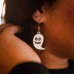 Black and White Ghost Drop Earrings
