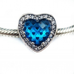 Blue Crystal Heart Charm