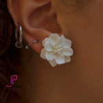 white flower earring